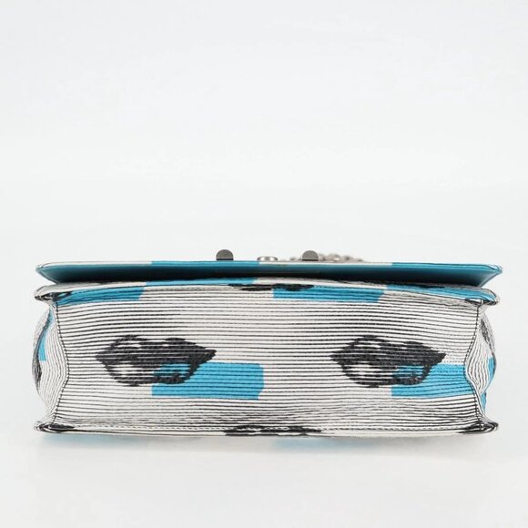 PRADA Chain Shoulder Bag Leather Blue Silver Auth KD283M - Picture 7 of 16